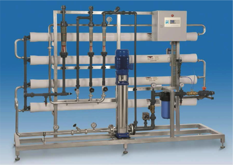 WTG-Umkehrosmoseanlagen UO-H 2500 Umkehrosmose-Anlagen zur Entsalzung von enthärtetem Trinkwasser gemäß der Deutschen TrinkwV mit einer Permeat-Leistung von 1500 bis 3500 l/h (Reinwasser) und einer Entsalzungsrate größer 97%.